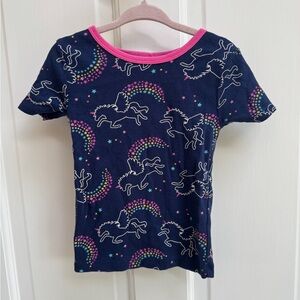 Member’s Mark 3T Girls Blue & Pink Unicorn Rainbow Pajama Short Sleeve Top Shirt
